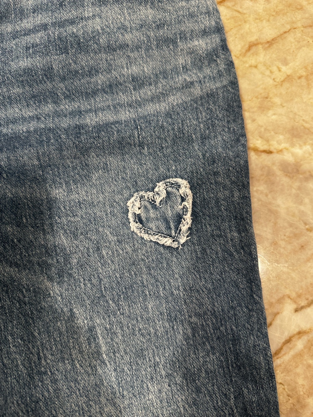 Cat & Jack Heart Patch Distressed Blue Jeans - Picture 3 of 4